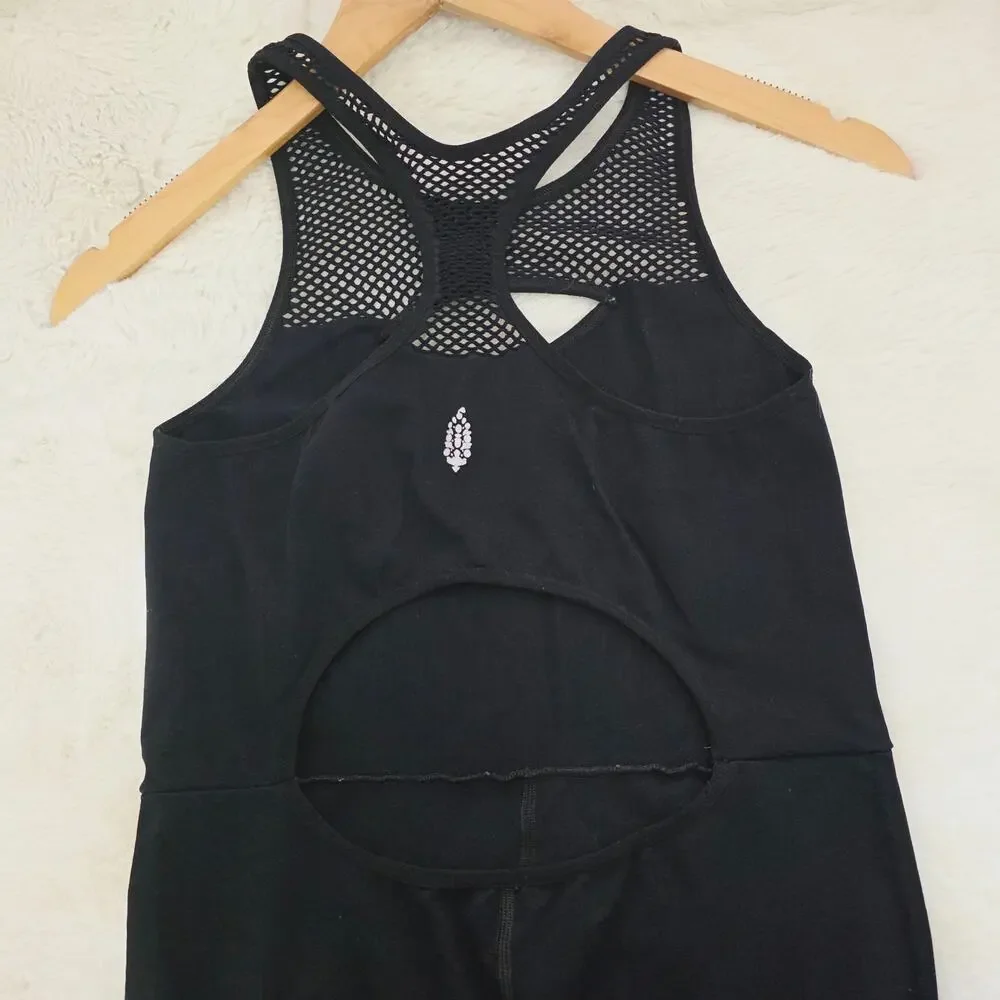FP Movement Free Style Mesh Halter Top One Piece Onesie Black M L Medium/Large
